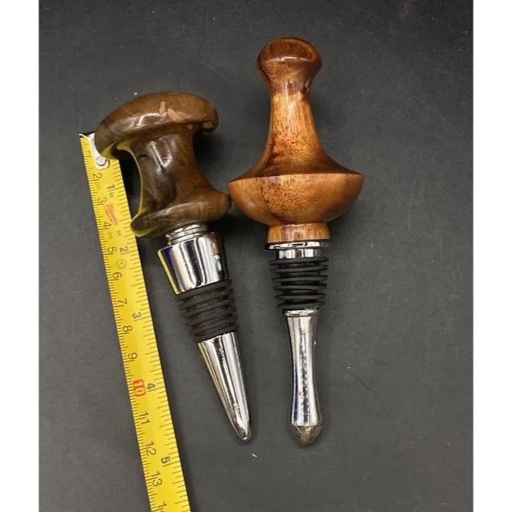 LOT 2 Wine Bottle Stopper Wood Walnut MCM READ